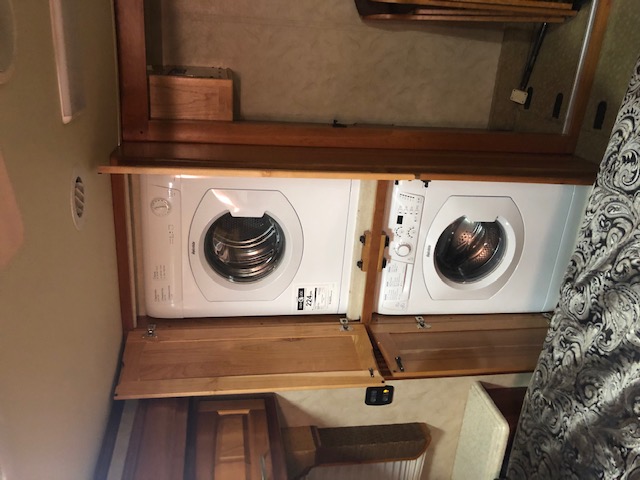 Installed stacked washer and dryer