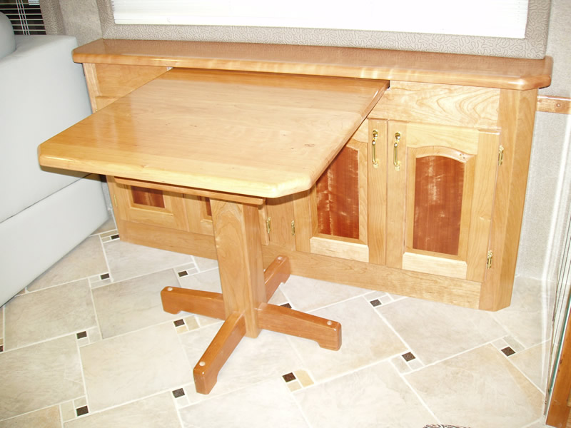 Custom retractable dining table with pedestal